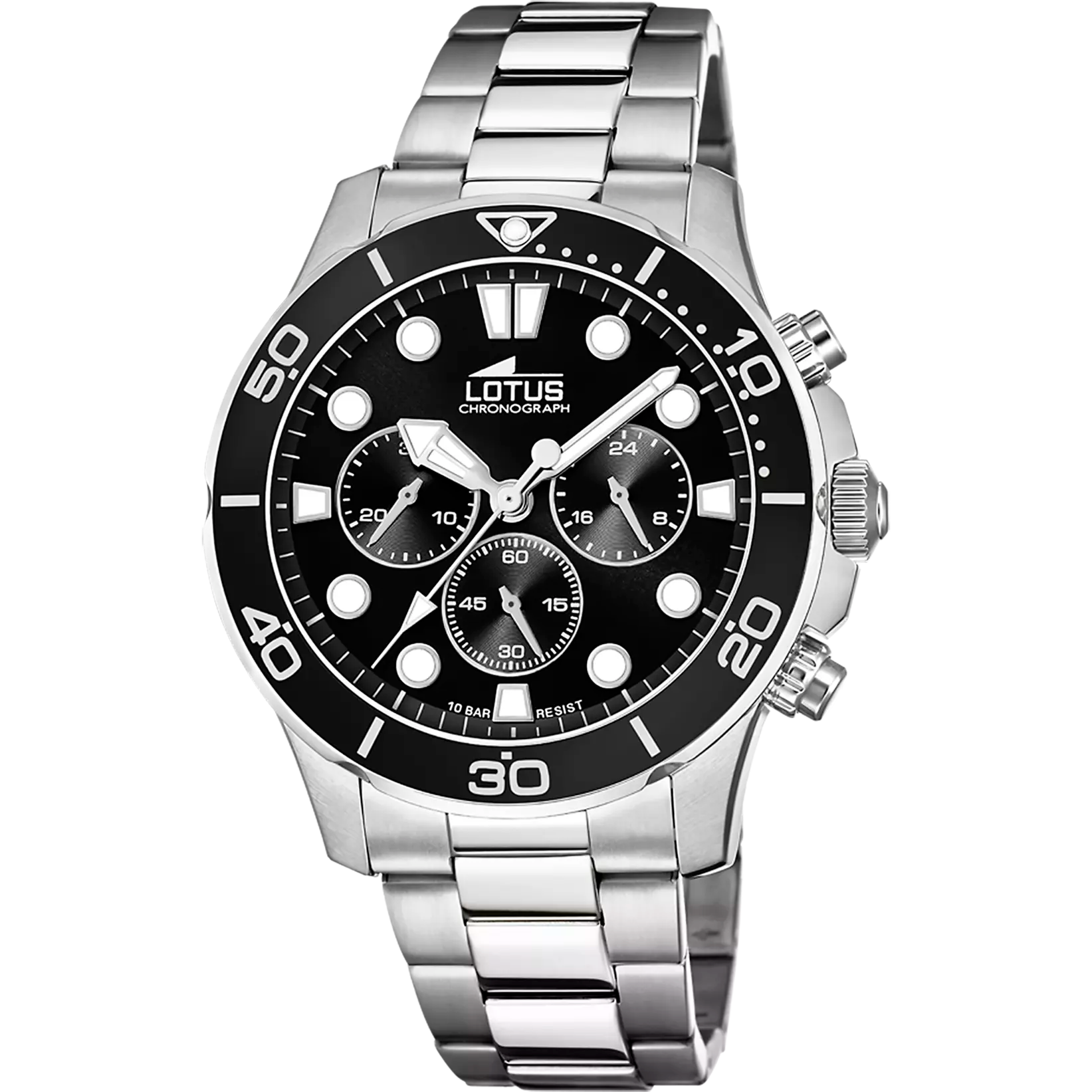 Lotus Excellent Black Dial Chronograph Stainless Steel Men’s Watch | 18756/3