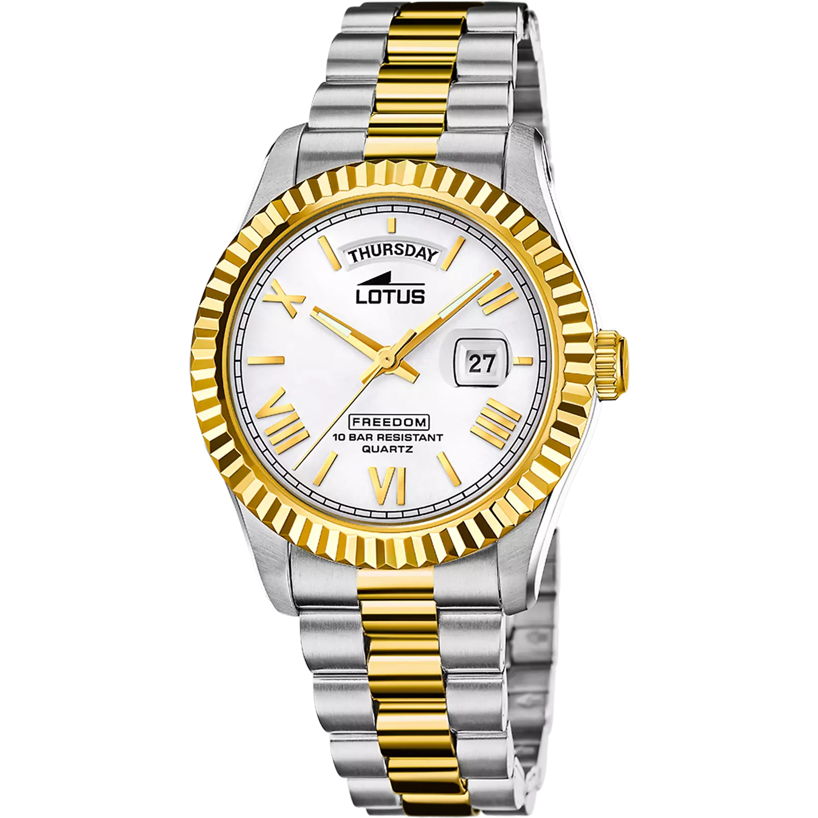 Lotus Freedom White Dial Calendar Stainless Steel Men’s Watch | 18855/1