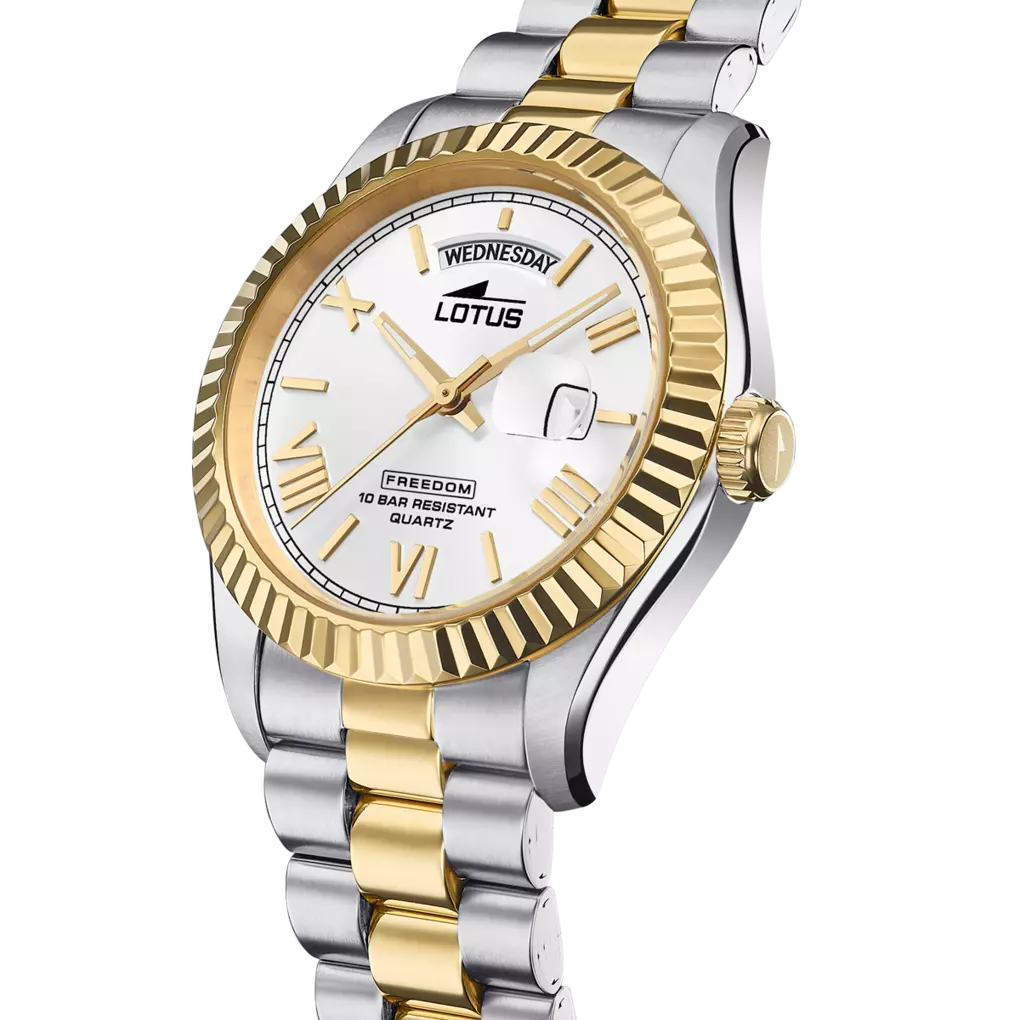 Lotus Freedom White Dial Calendar Stainless Steel Men’s Watch | 18855/1