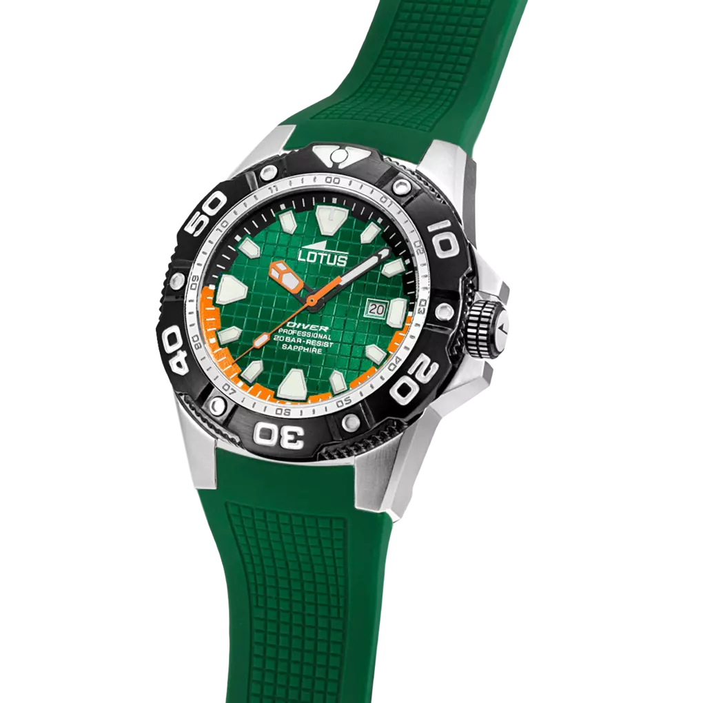 Lotus Diver Green Dial Calendar Stainless Steel Men’s Watch | 18927/3