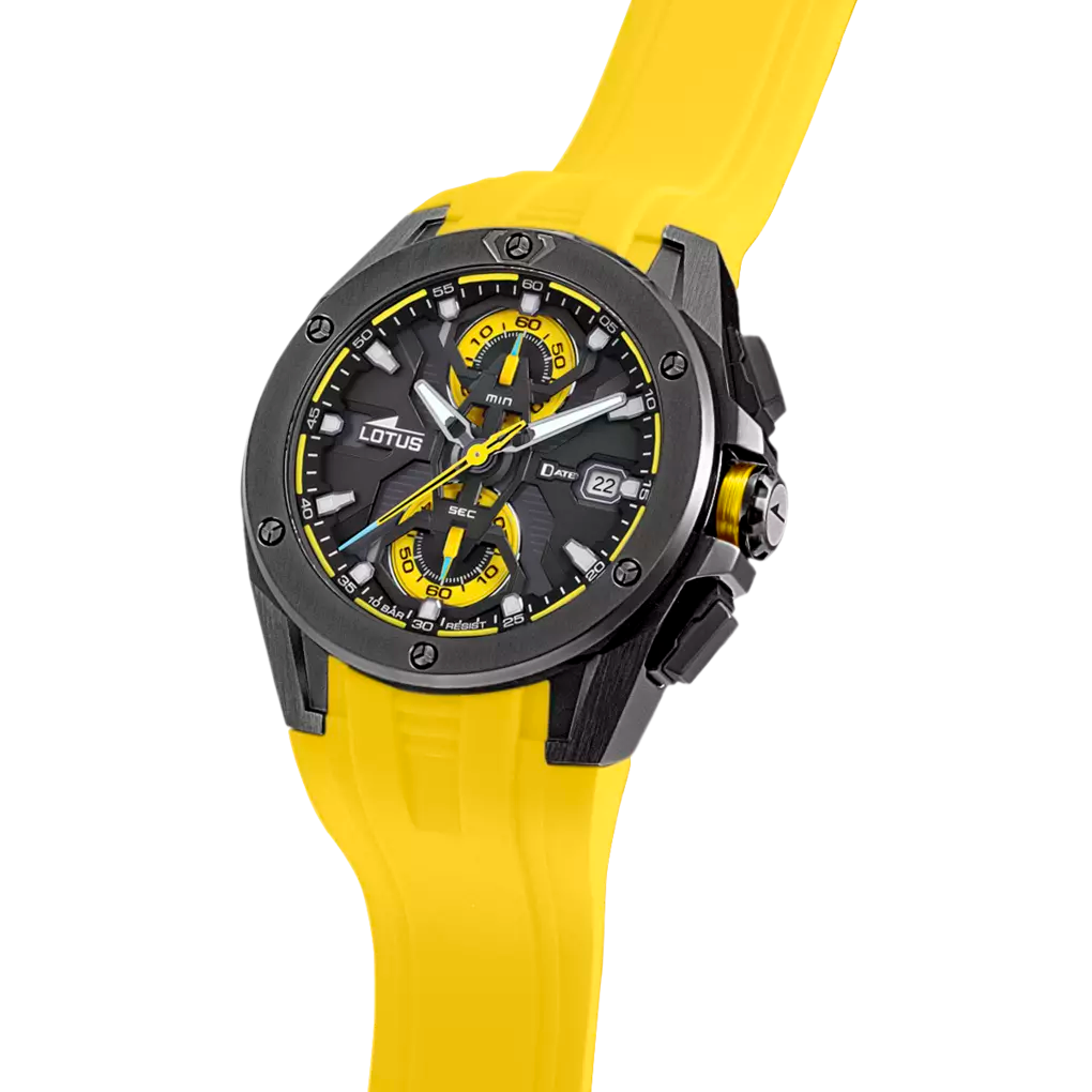 Lotus Vortex Black Dial Calendar Leather Men’s Watch | 18943/1