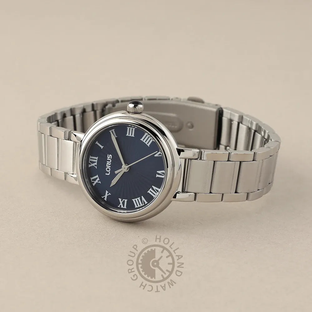 Lorus Blue Dial White Roman Numerals Stainless Steel Men's Watch | RG205YX9