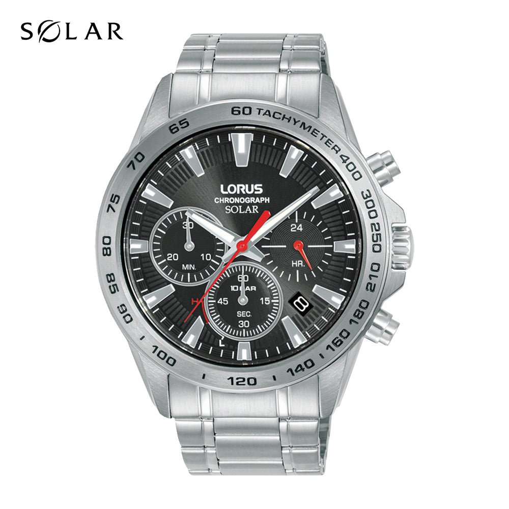 Lorus Solar Charging Stainless Steel Chronograph Men's Watch | RZ501AX9 | Time Watch Specialists