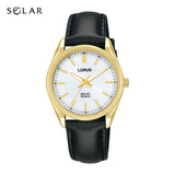 Lorus White Sunray Dial Black Leather Strap Woman's Watch | RY518AX9 | Time Watch Specialists