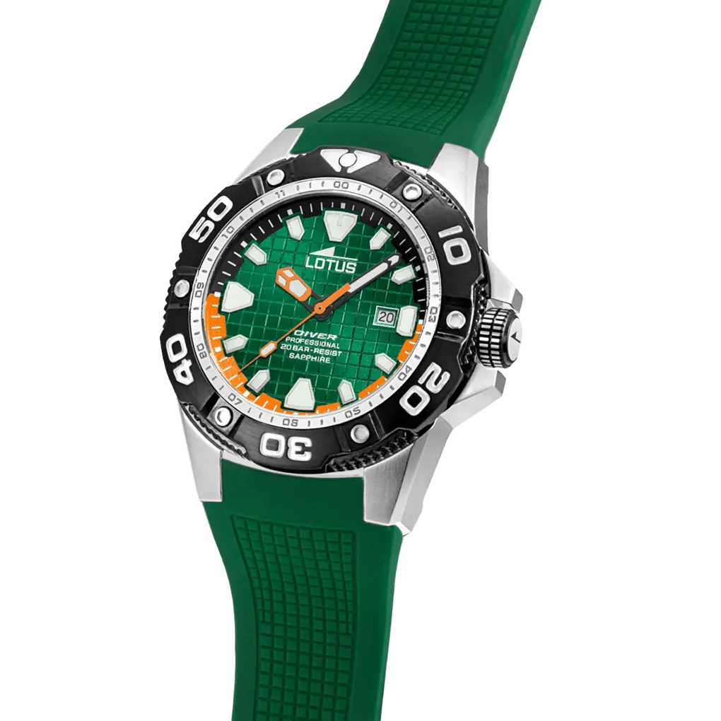 Lotus Diver Green & Stainless Steel Watch | 18927/3 | TIME Watches