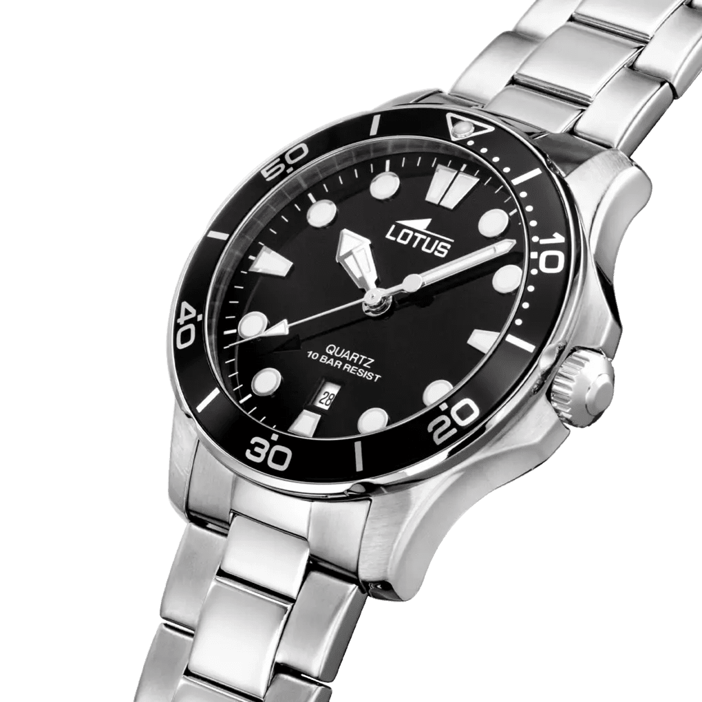 Lotus Excellent Black & Stainless Steel Watch | 18759/3 | TIME Watches