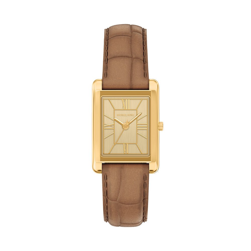 Michael Kors Essex Gold Dial and Brown Leather Strap 26mm Women's Watch | MK7584 | TIME Watches