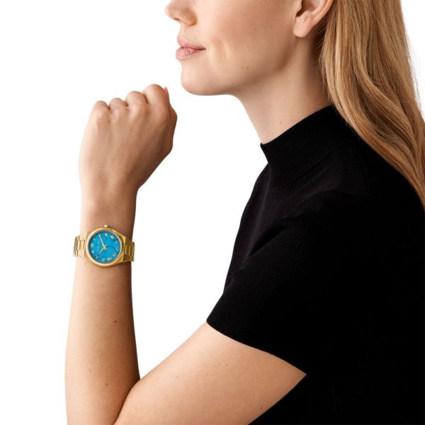 Michael Kors Lennox Three-Hand Gold-Tone Stainless Steel Woman's Watch | MK7460 | Time Watch Specialists