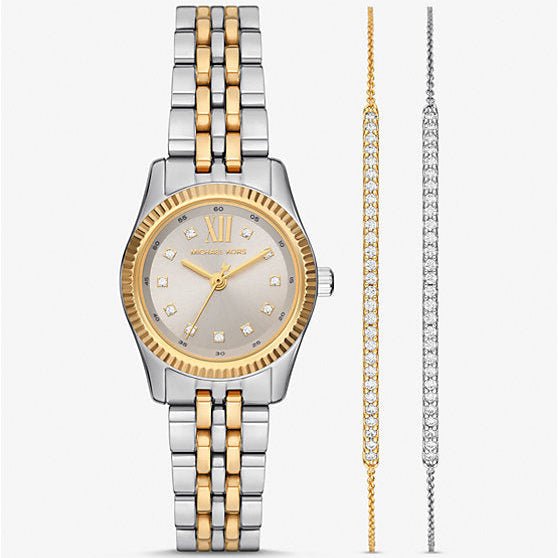 Michael Kors Lexington Pavé Two - Tone Watch and Slider Bracelet Set | MK4815SET | Time Watch Specialists