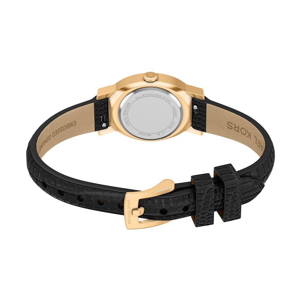 Michael Kors Maude Black Dial and Black Leather Strap 21mm Women's Watch | MK7585 | TIME Watches