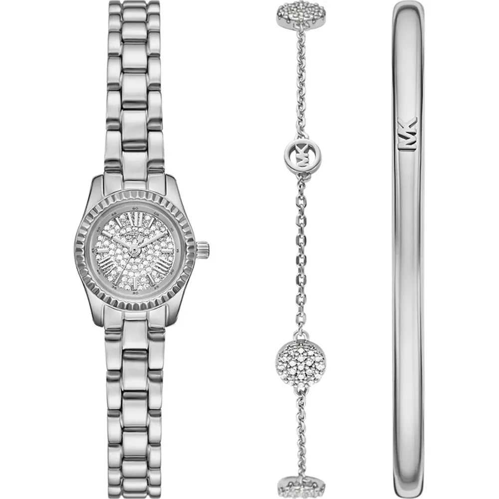 Michael Kors Lexington Silver Bracelet Bangle and Women's Watch Set | MK4948SET