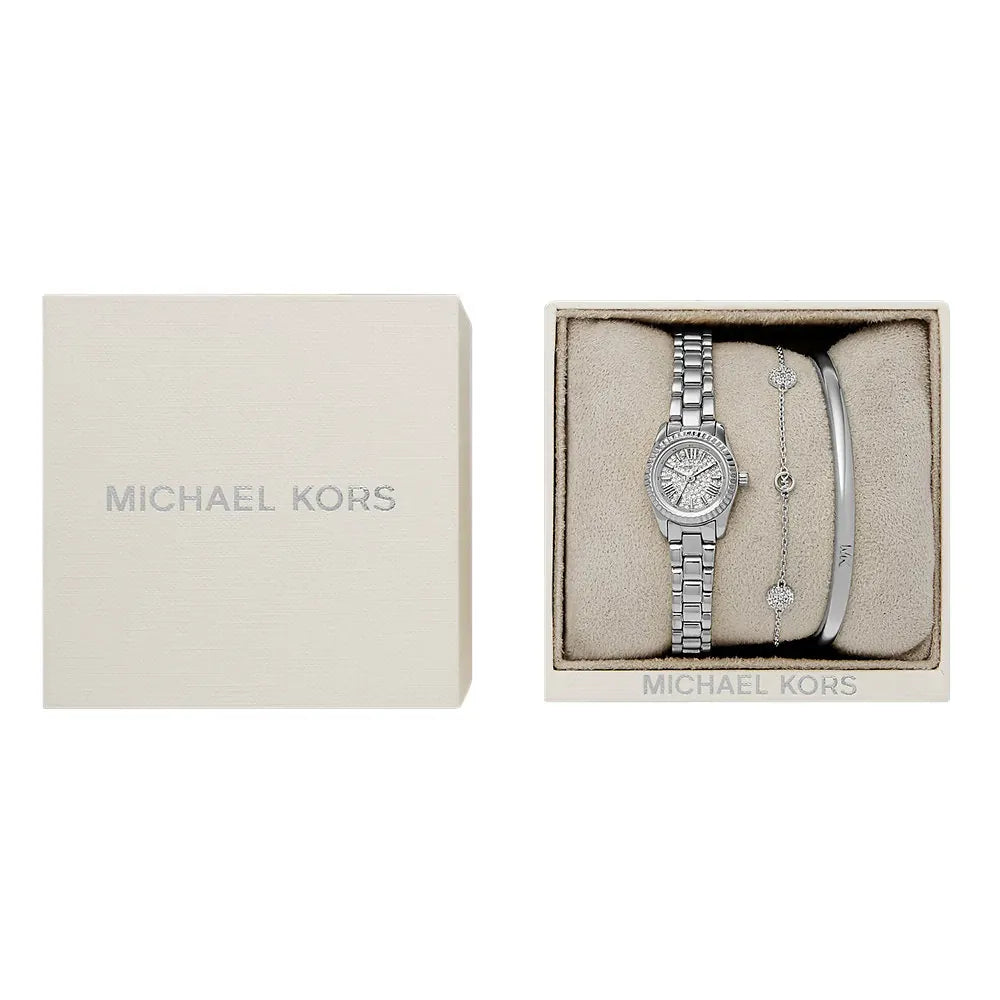 Michael Kors Lexington Silver Bracelet Bangle and Women's Watch Set | MK4948SET