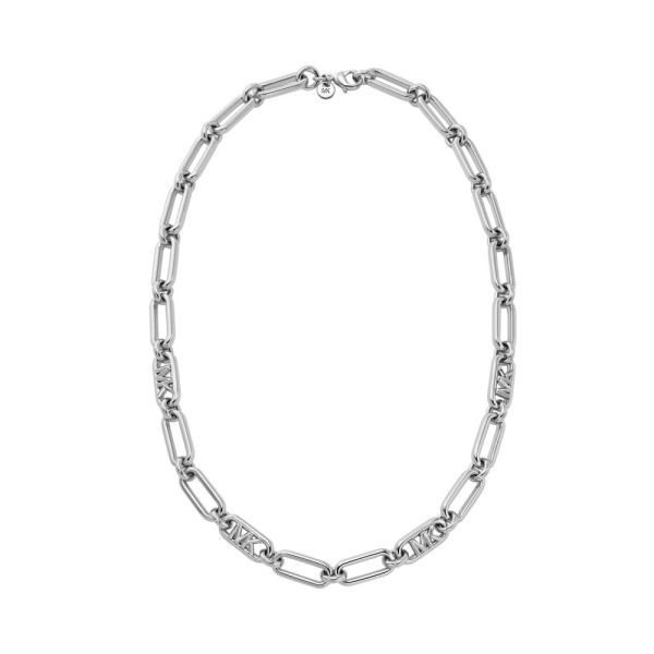 Michael Kors Premium Statement Link Platinum-Plated Empire Link Women's Necklace | MKJ828400040 | Time Watch Specialists