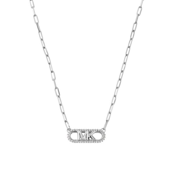Michael Kors Premium Sterling Silver Pavé Empire Link Pendant Women's Necklace | MKC1655CZ040 | Time Watch Specialists