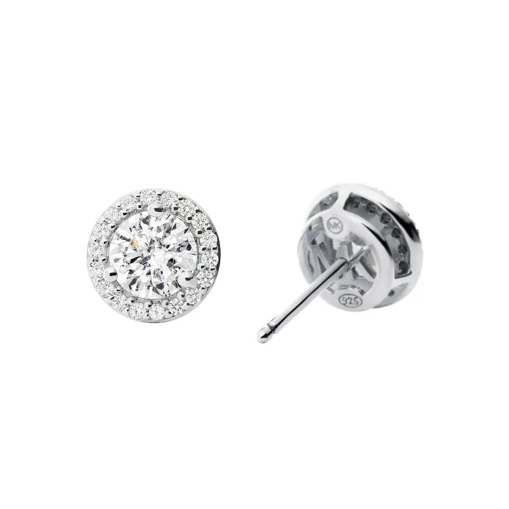 Michael Kors Sterling Silver Cubic Zirconia Halo Women's Studs | Time Watch Specialists