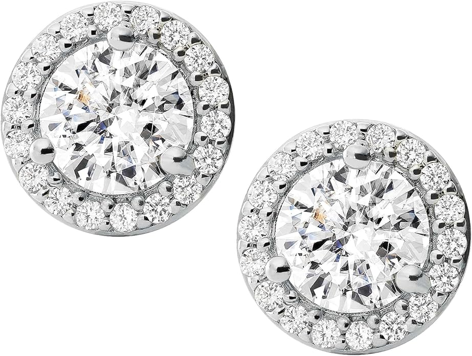 Michael Kors Sterling Silver Cubic Zirconia Halo Women's Studs | Time Watch Specialists