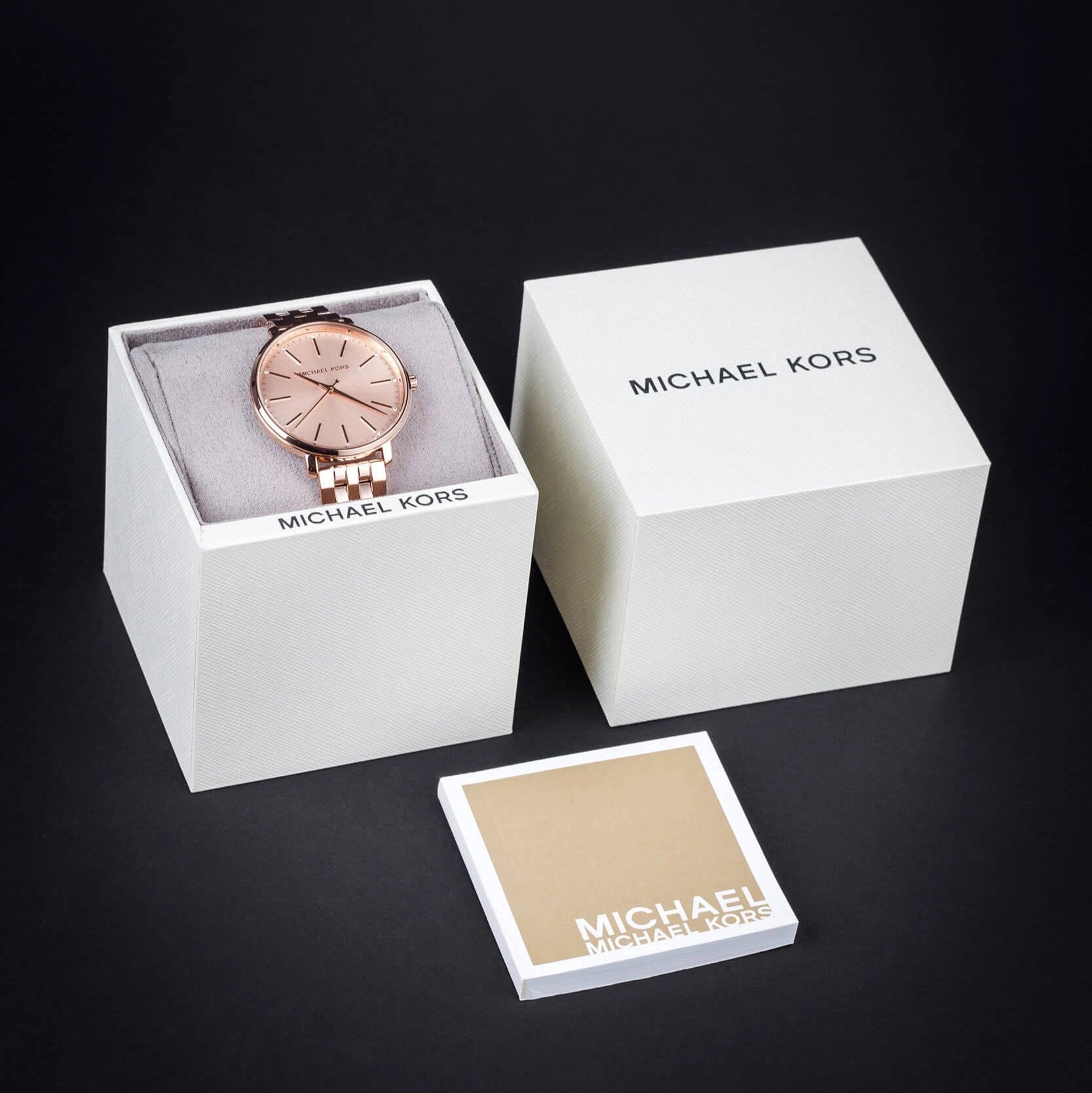 Michael Kors Darrington Gold and Black Leather Women's Watch | MK4887