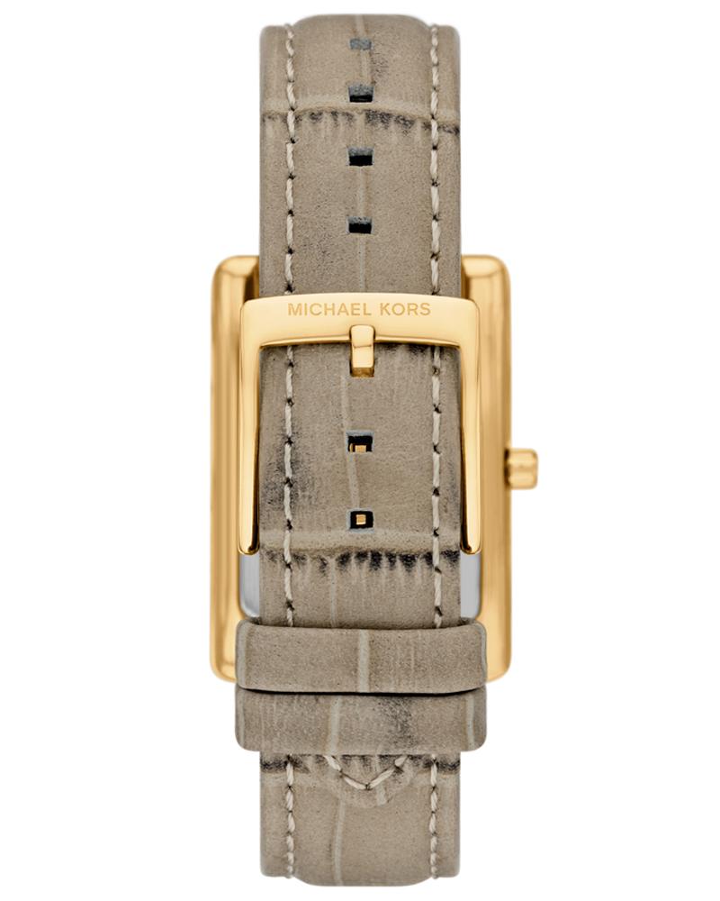 Michael Kors Essex Rectangle Leather Gold White Women's Watch | MK4964