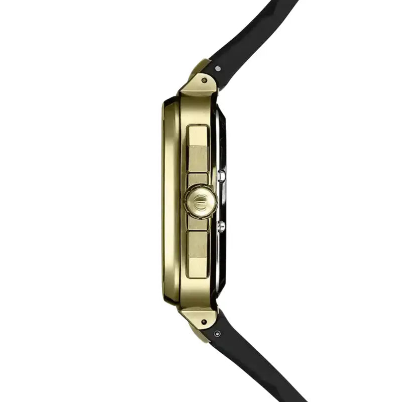 Herbelin Cap Camarat Black Textured Dial Gold Indices FKM Rubber Men’s Watch | 35646P1N14CA