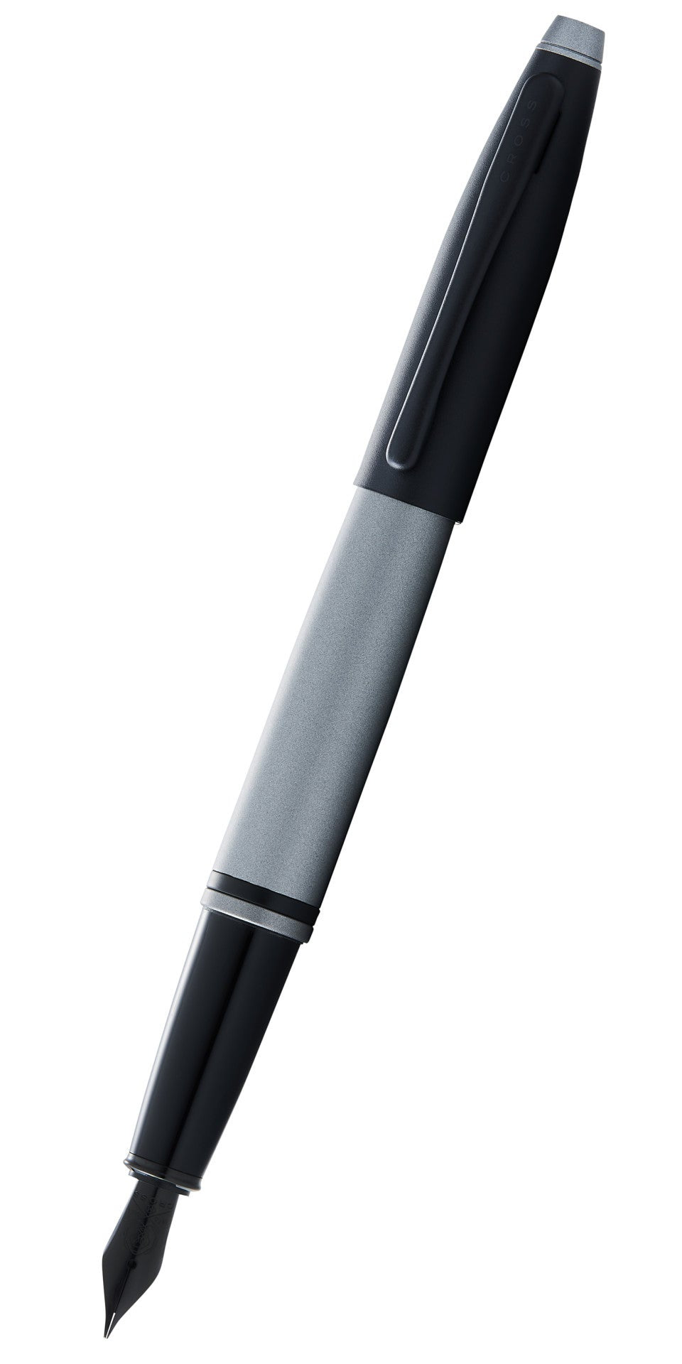 CROSS Calais Matte Gray and Black Lacquer Stainless Steel Medium Nib Fountain Pen | AT0116-26MJ