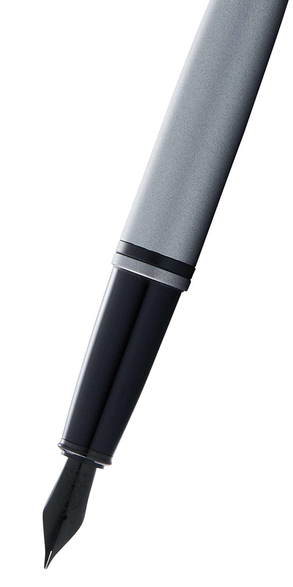 CROSS Calais Matte Gray and Black Lacquer Stainless Steel Medium Nib Fountain Pen | AT0116-26MJ