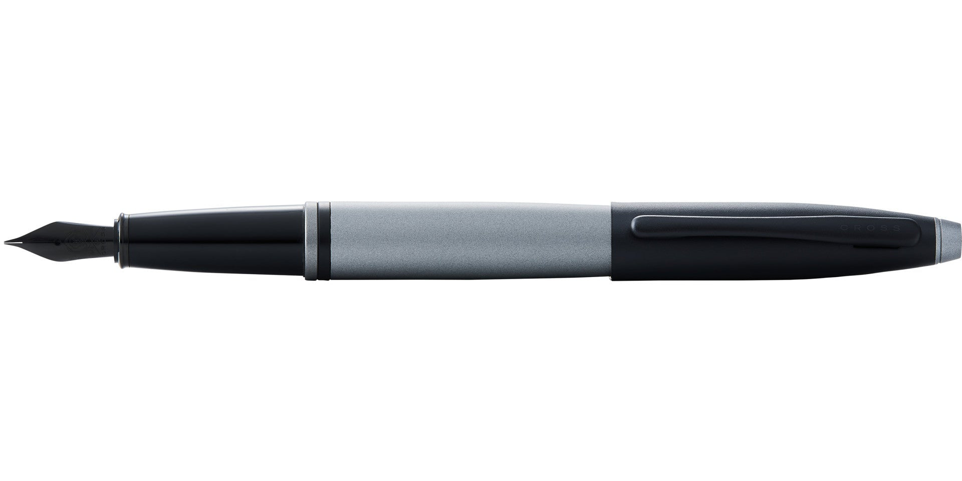 CROSS Calais Matte Gray and Black Lacquer Stainless Steel Medium Nib Fountain Pen | AT0116-26MJ