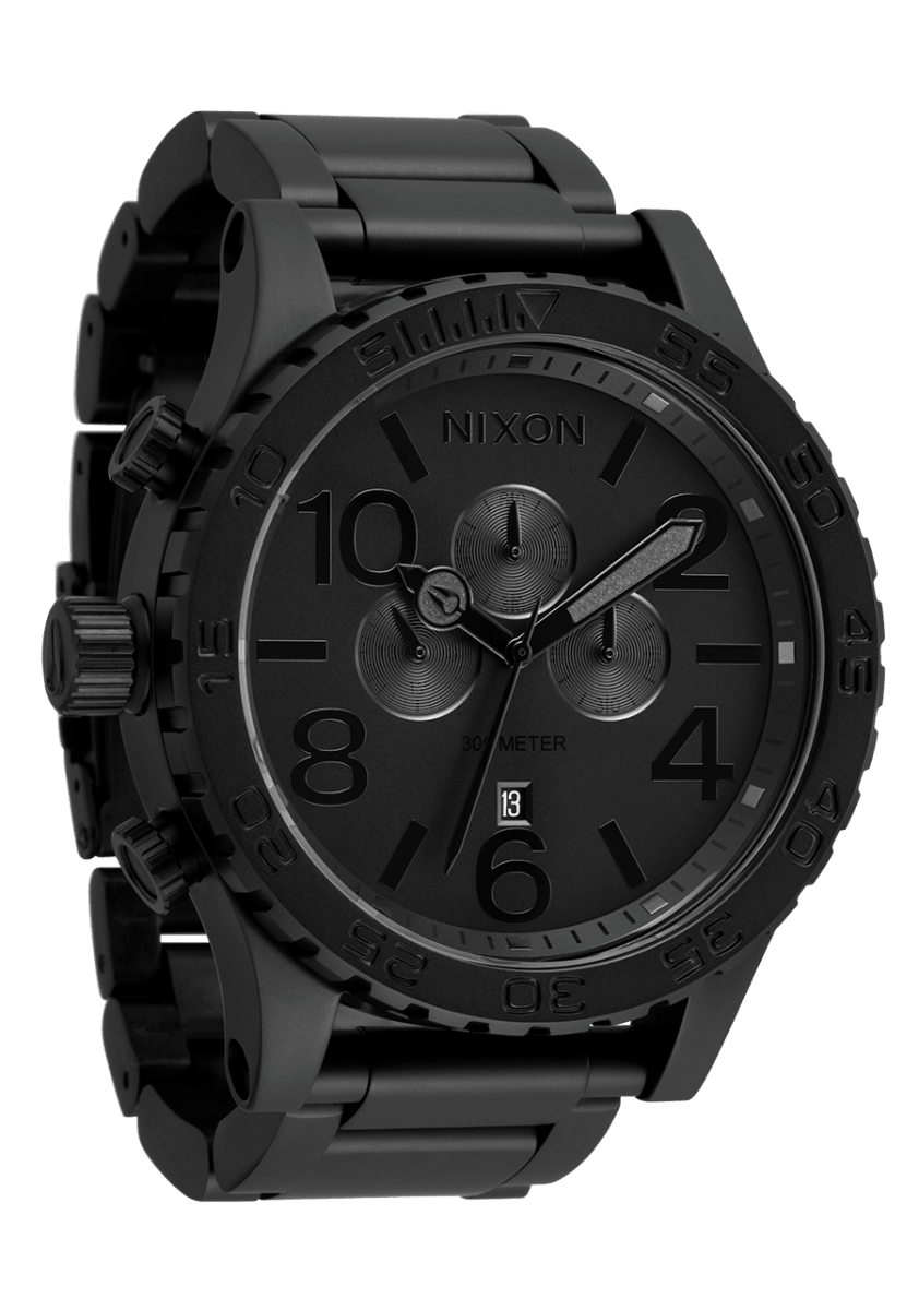NIXON 51 - 30 Chrono Black Dial and Black Steel Bracelet 51mm Men's Watch | A13893086 - 00 | TIME Watches