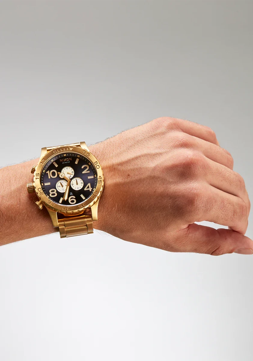 NIXON 51 - 30 Chrono Black Dial and Black Steel Bracelet Men's Watch | A0832033 - 00 | TIME Watches