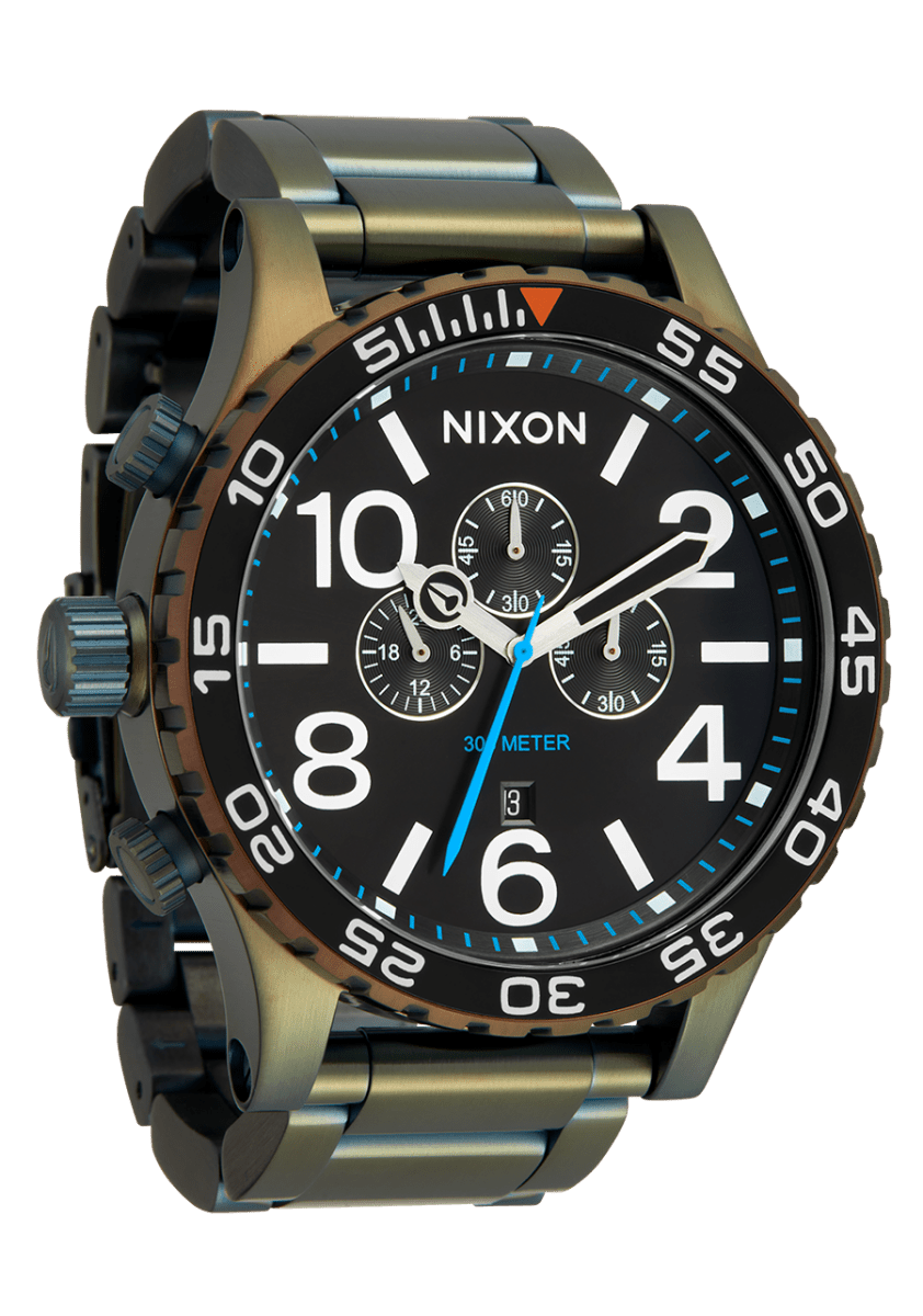 NIXON 51 - 30 Chrono Black Sunray Dial and Surplus Steel Bracelet 36mm Men's Watch | A13895092 - 00 | TIME Watches
