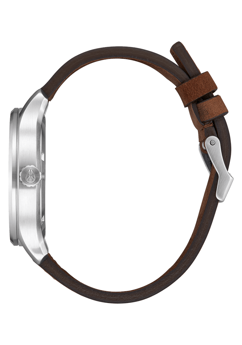 NIXON Corporal Silver Dial and Brown Leather 42mm Men's Watch | A12431113 - 00 | TIME Watches