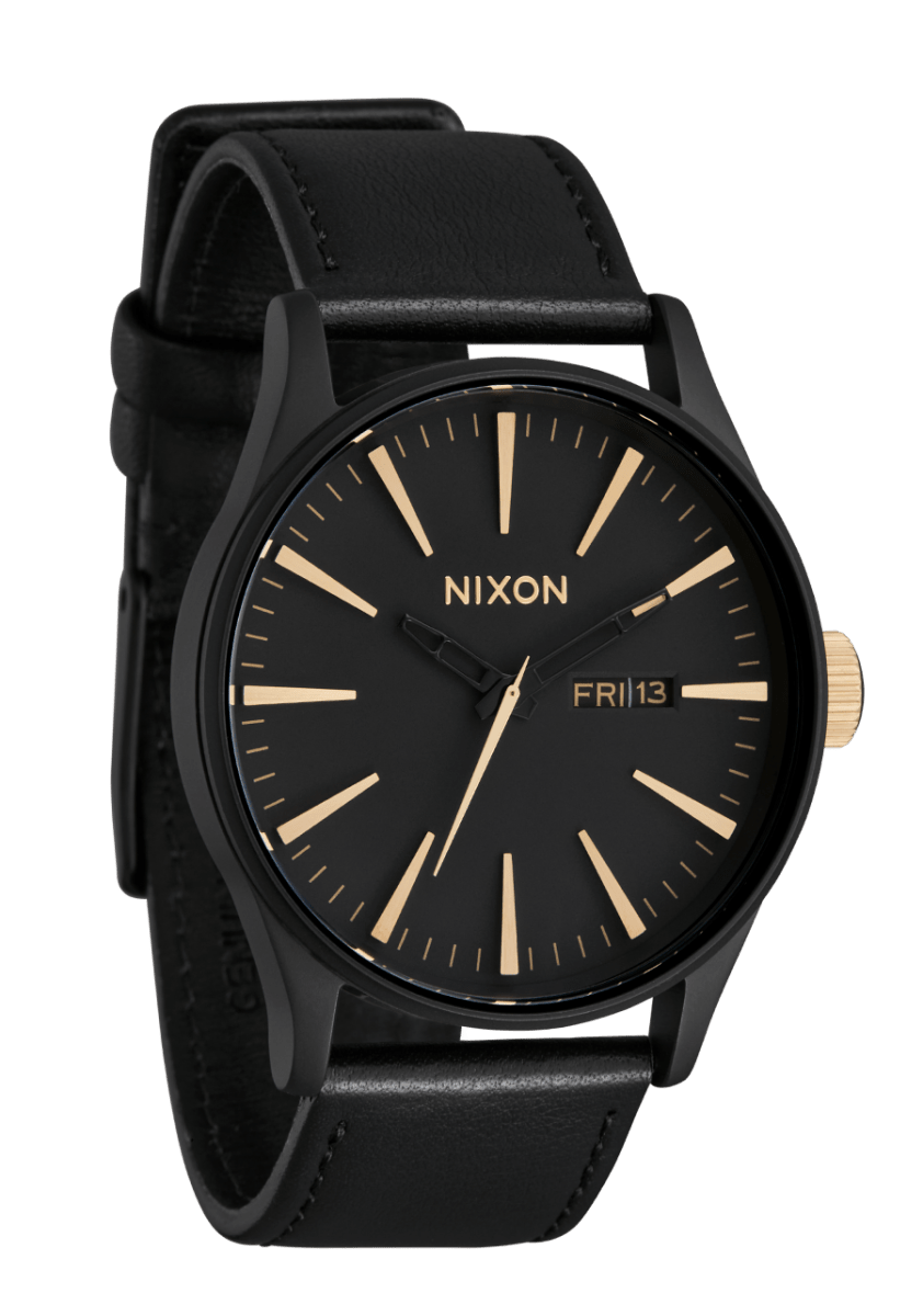 NIXON Sentry Leather Black Dial and Black Leather 40mm Unisex Watch | A1051041 - 00 | TIME Watches