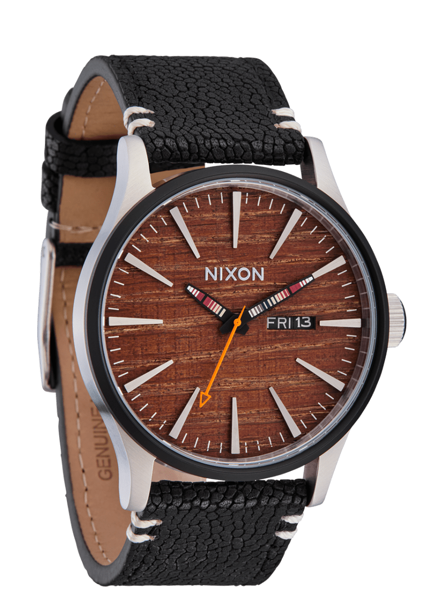 NIXON Sentry Leather Silver Dial and Black Leather 42mm Men's Watch | A1055342 - 00 | TIME Watches