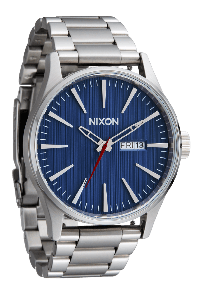NIXON Sentry Stainless Steel Silver Dial and Indigo Steel Bracelet 36mm Unisex Watch | A3565246 - 00 | TIME Watches