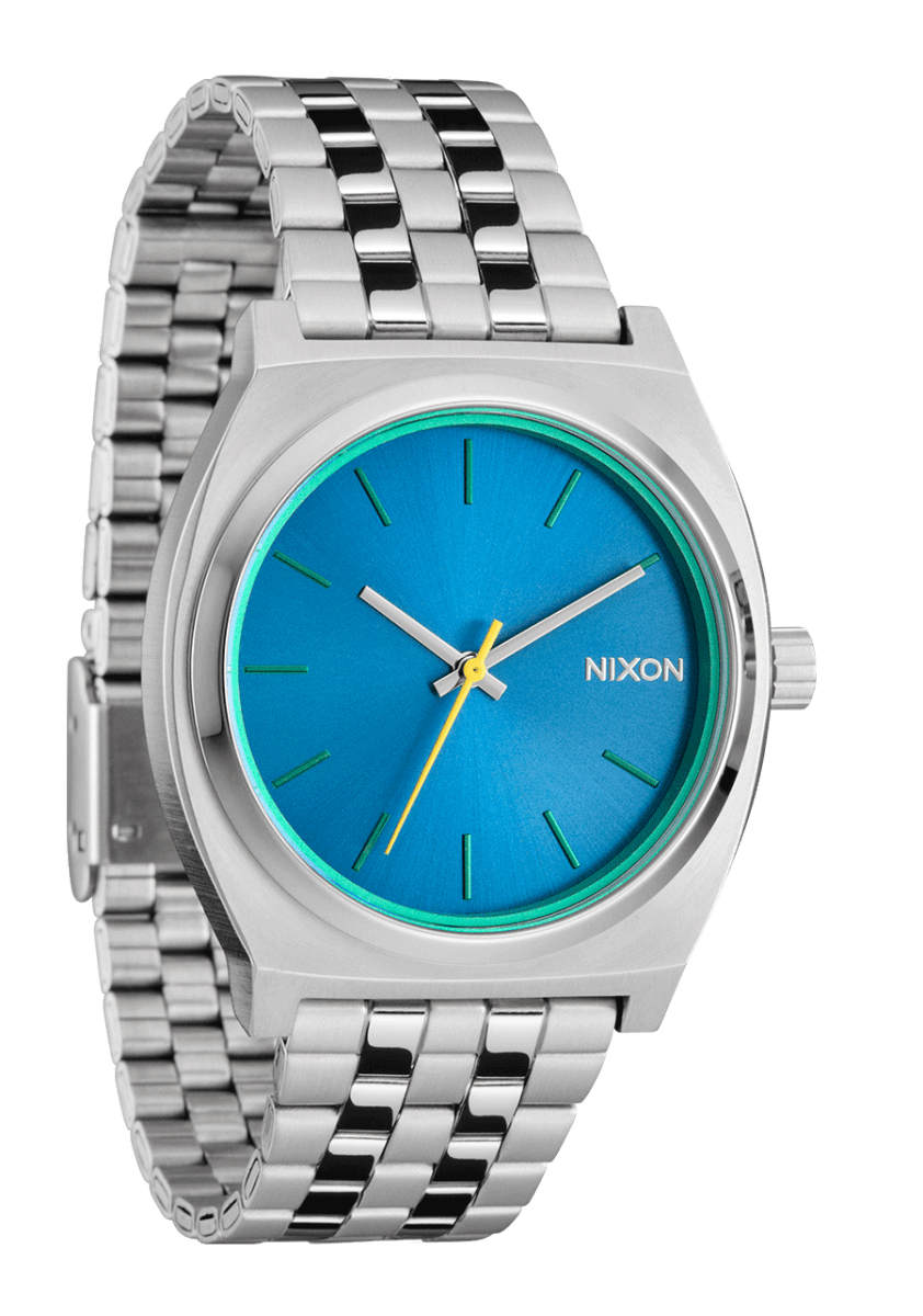 NIXON Time Teller Silver Dial and Blue Steel Bracelet 37mm Unisex Watch | A0455302 - 00 | TIME Watches