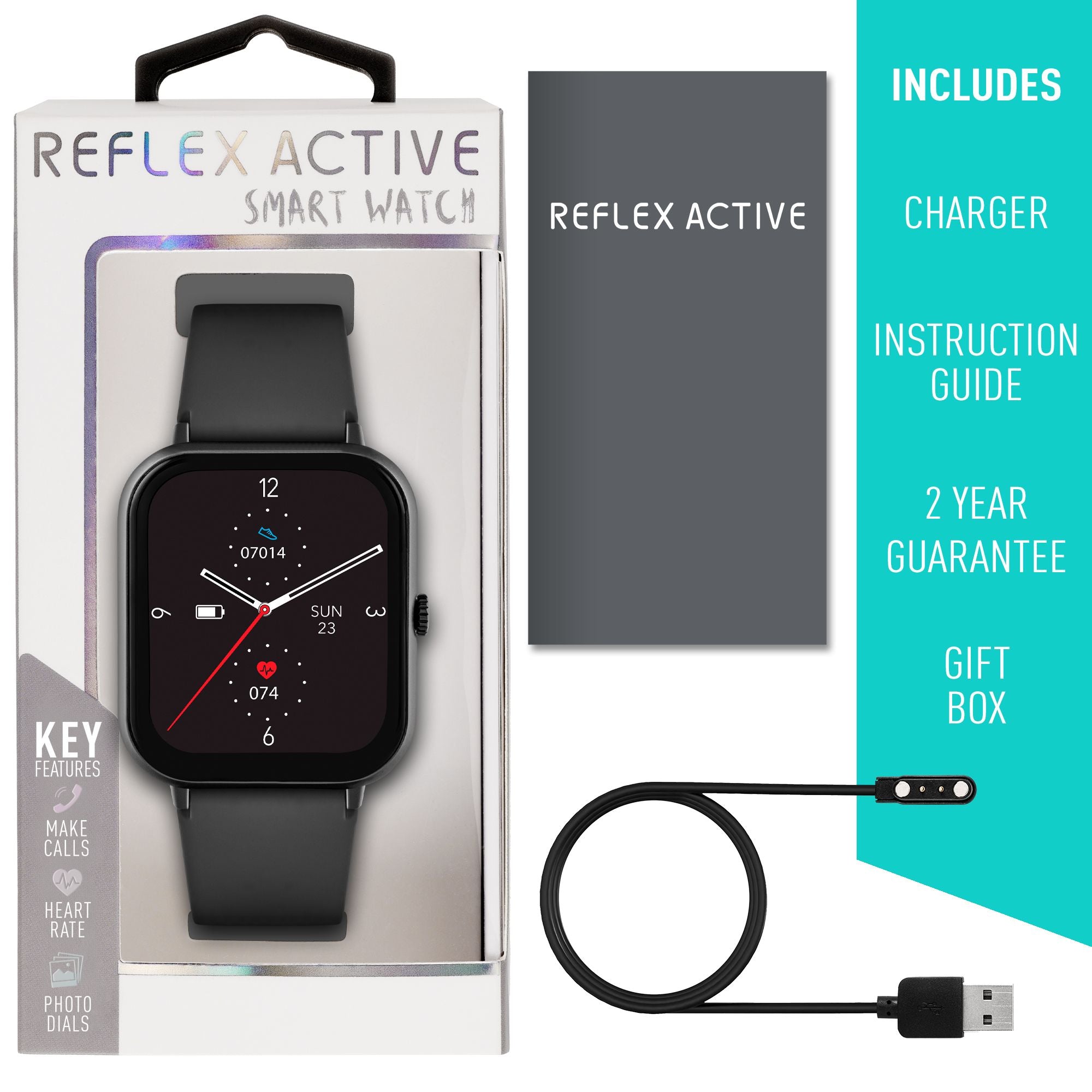 Reflex Active Series 23 Black Case & Black Silicone Strap Unisex Smartwatch | RA23-2170