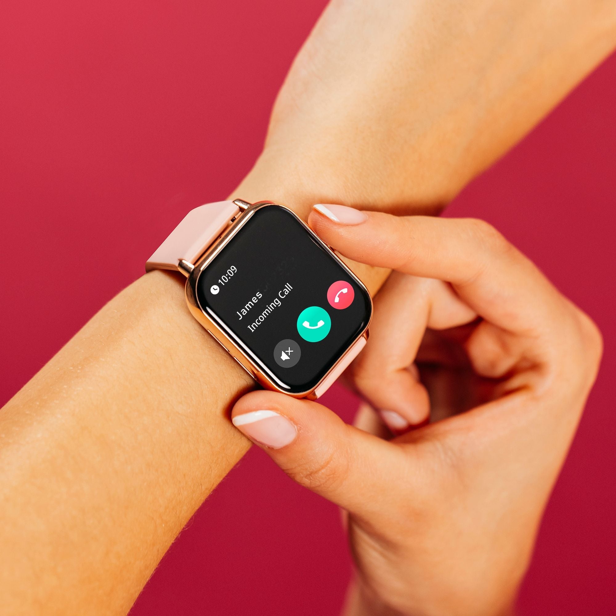 Reflex Active Series 23 Rose Case & Pink Silicone Strap & Ear Buds Bundle Smartwatch | RA23-2166-TWS