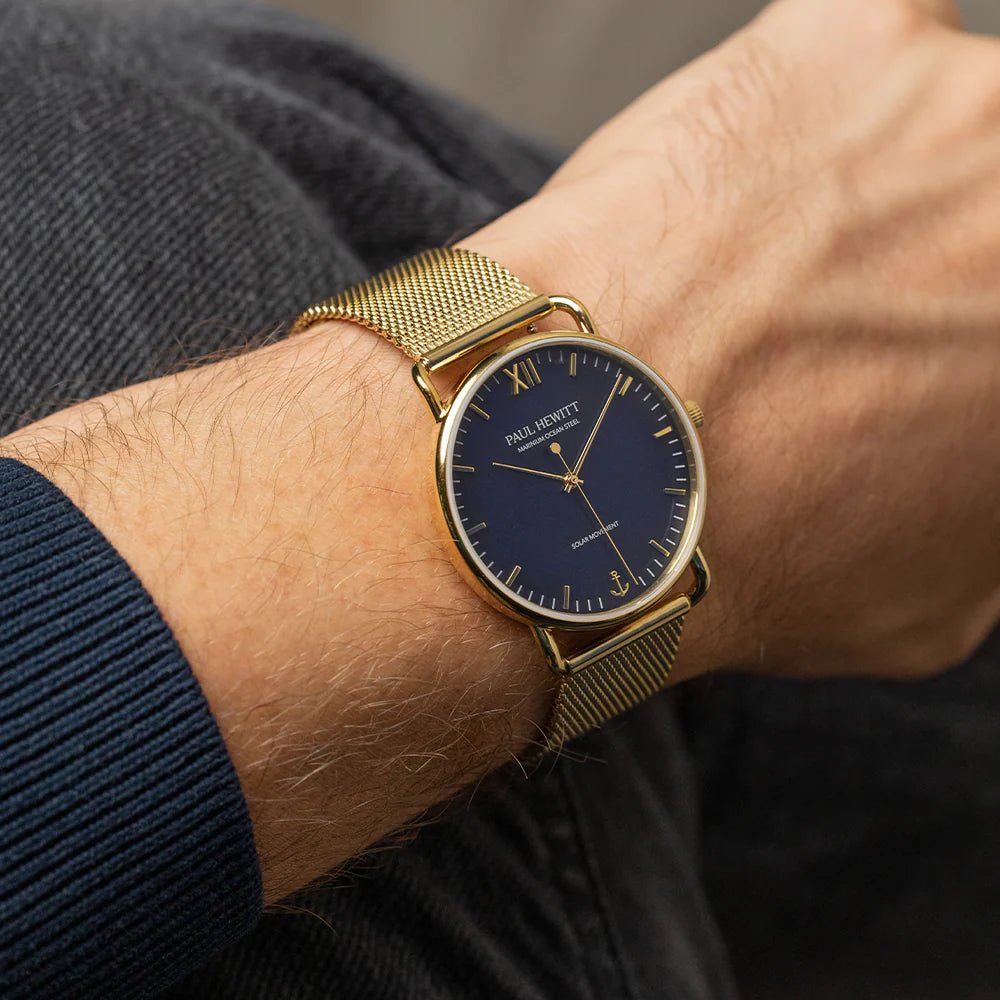 Paul Hewitt Gold Mesh Blue Dial Men's Watch | PH - W - 0323 | Time Watch Specialists