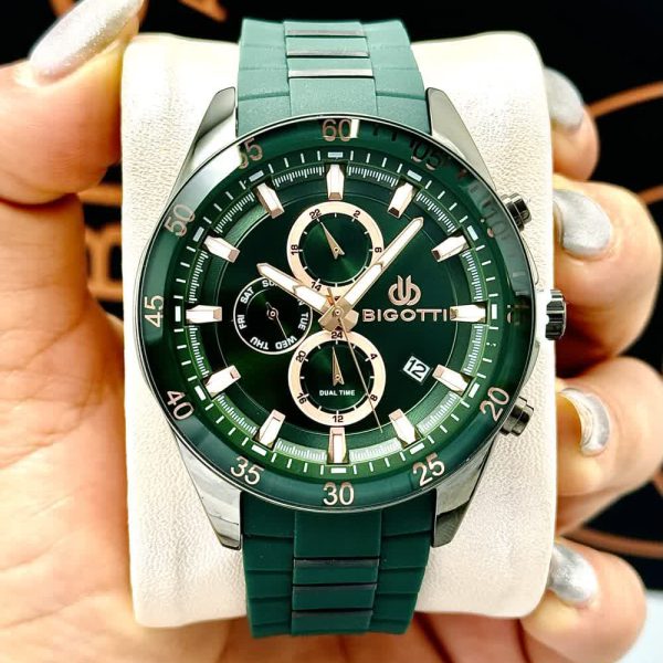 Bigotti Gunmetal Green Multi-Dial Calendar Rose Gold Luminous | BG.1.10399-4