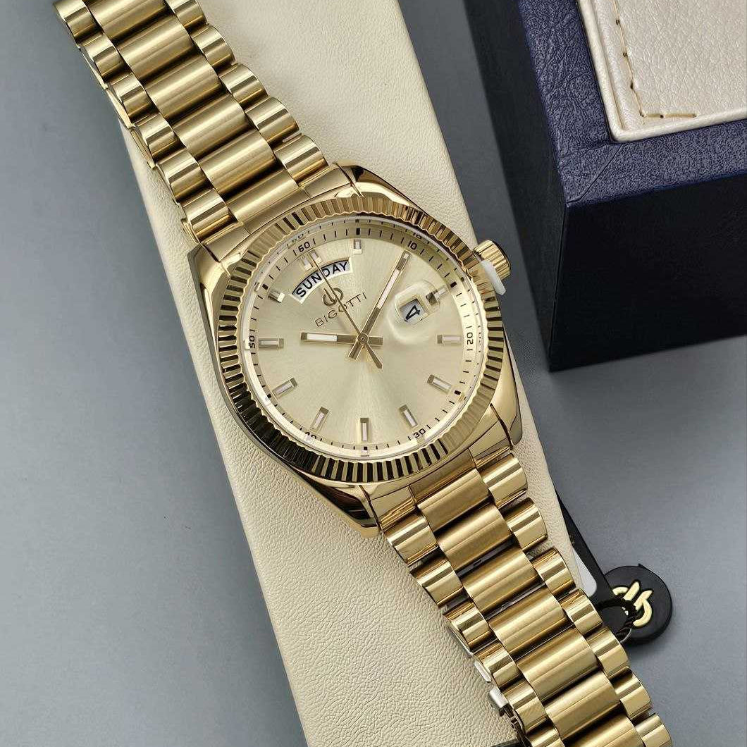 Bigotti Rose Gold Champ Dial Calendar Luminescent Hands Watch | BG.1.10556-4