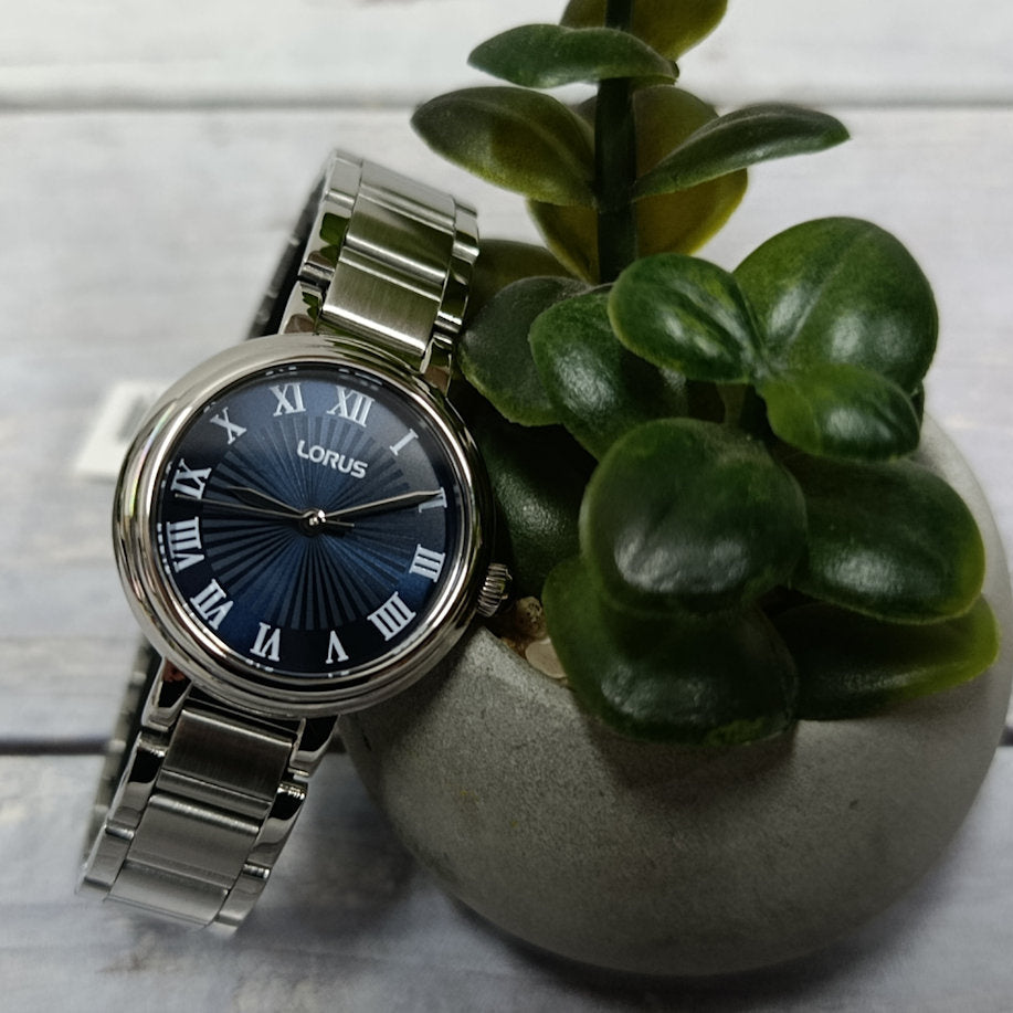 Lorus Blue Dial White Roman Numerals Stainless Steel Men's Watch | RG205YX9
