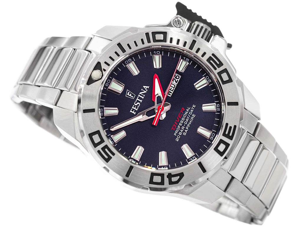 Festina The Originals Quartz Blue Dial Red Minute Hand Stainless Steel Men's Watch | F20665/1