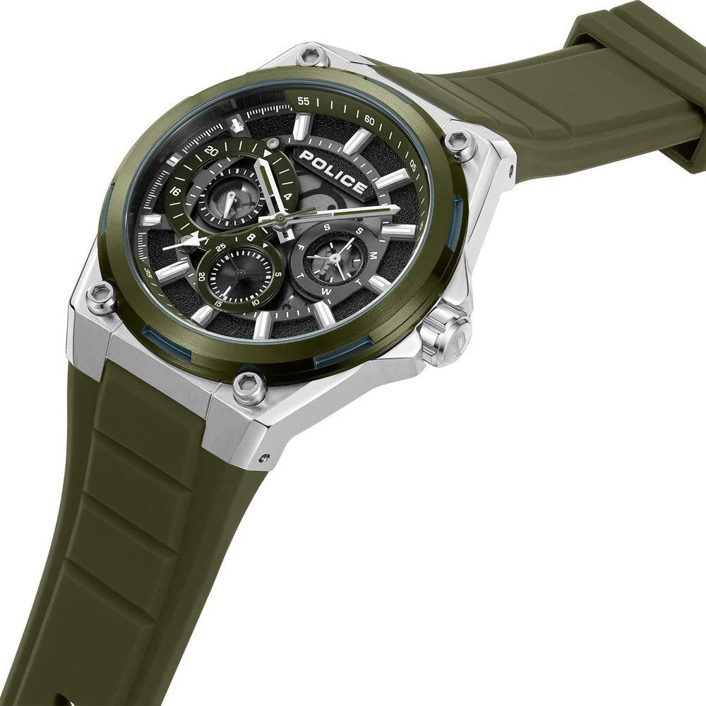 Police Salkantay Black Green Rubber 50mm Men's Watch | PEWJQ2203242 | TIME Watches