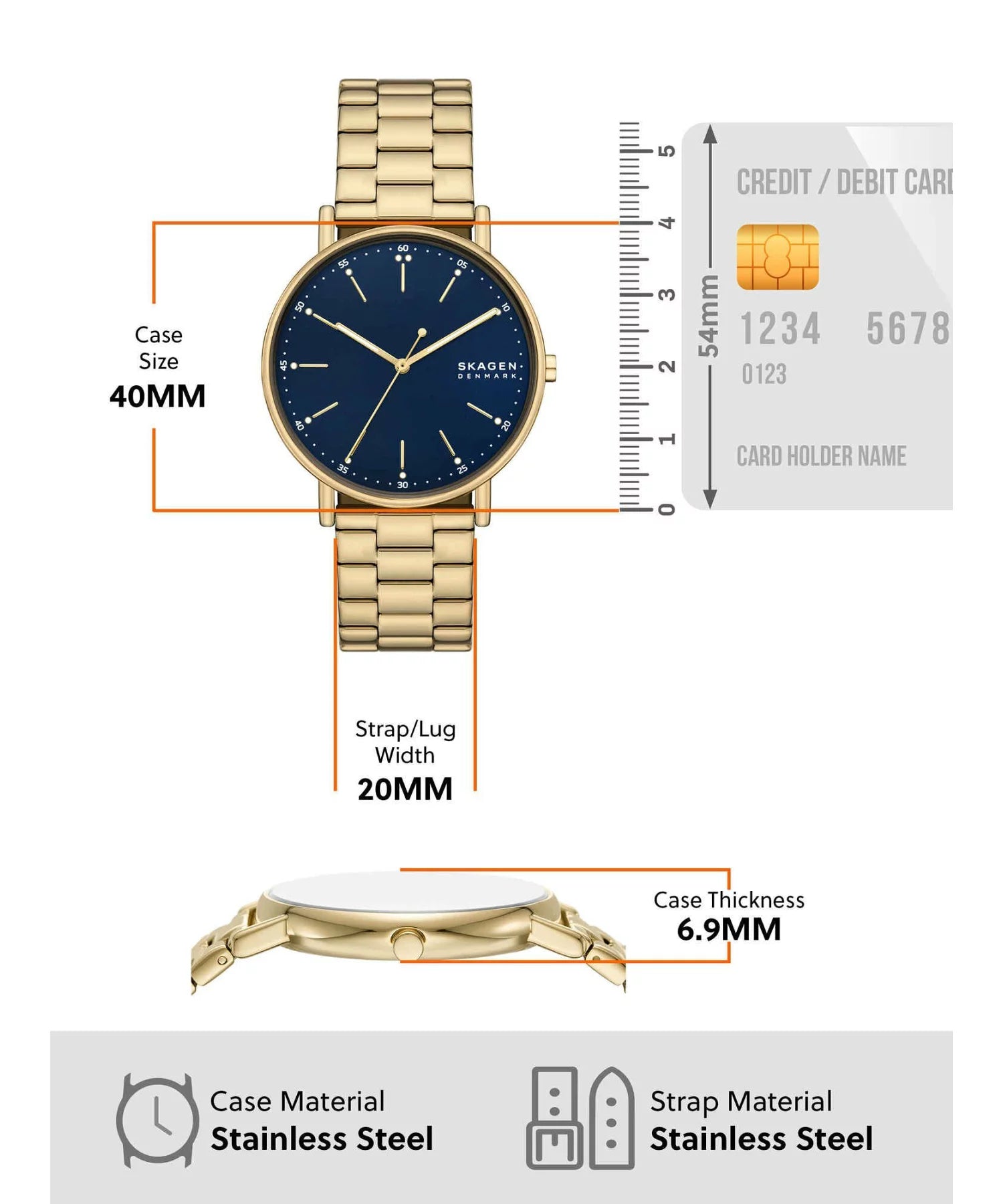 Skagen Signatur Blue Dial & Gold Mens Watch | SKW6945