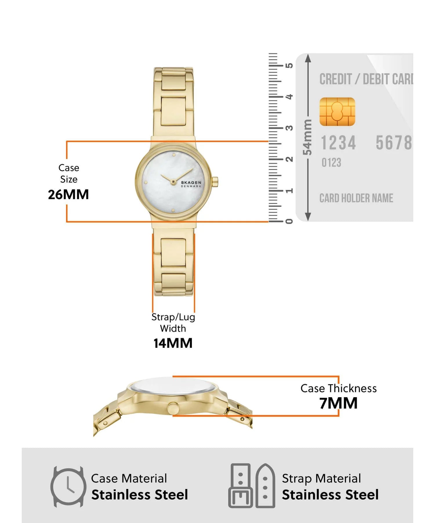 Skagen Freja Lille Quartz White Mother of Pearl Dial Steel Strap Women’s Watch | SKW3167