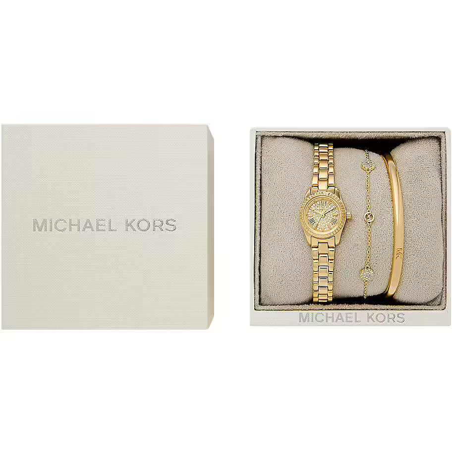 Michael Kors Micro Lexington Gold Watch, Bracelet and Bangle Set | MK4944SET