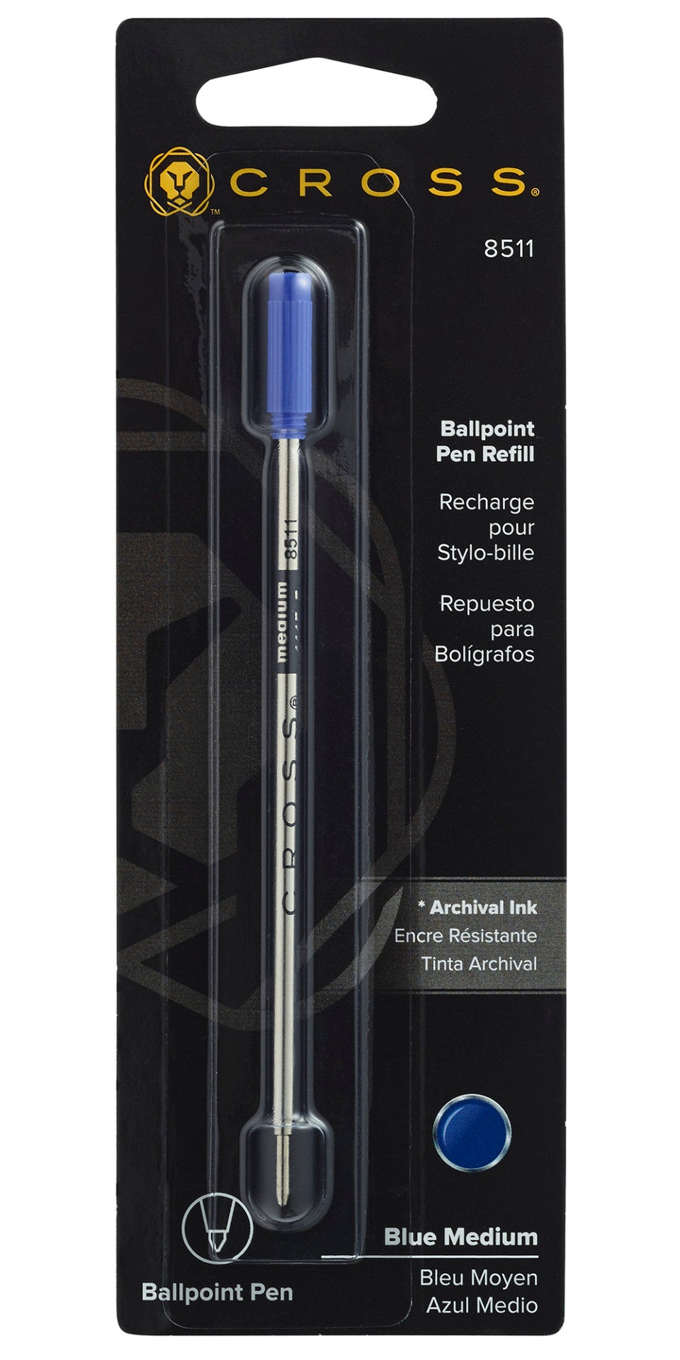 CROSS Ballpoint Pen Refill - Blue - Medium - Packaged One Per Card | 8511