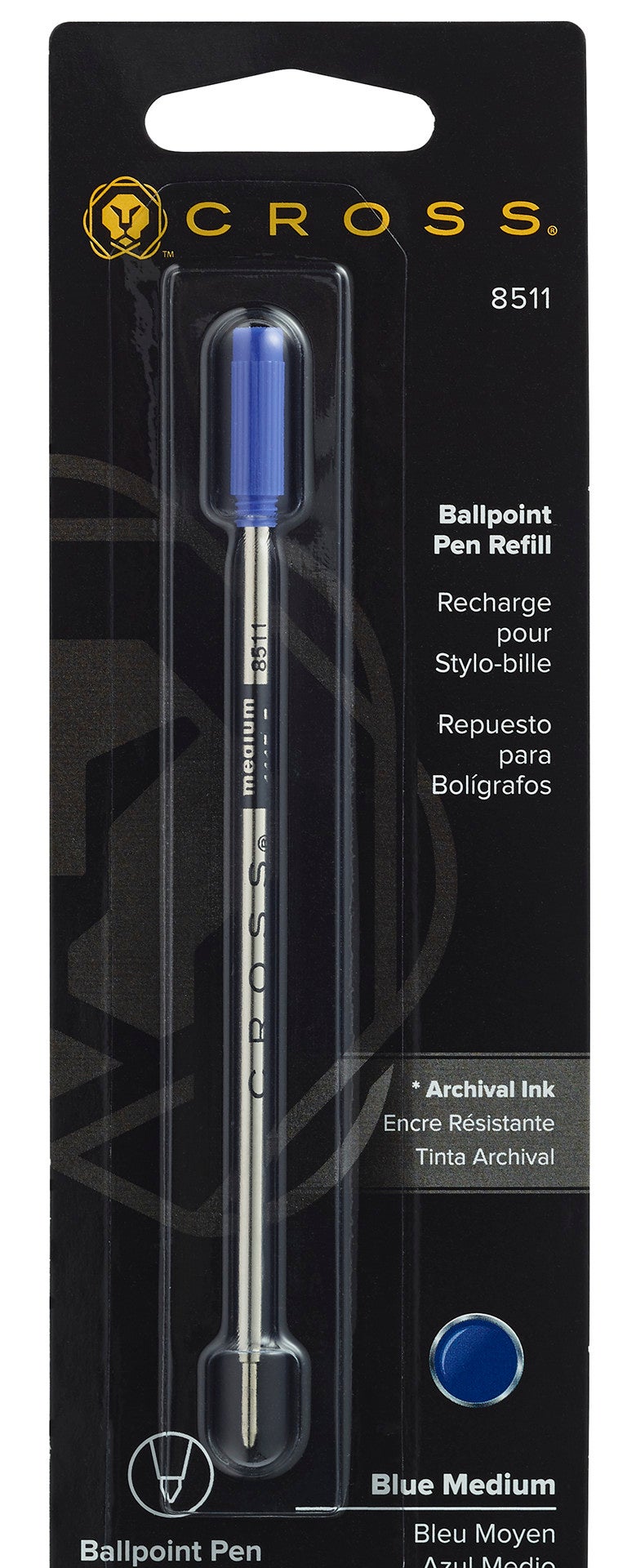 CROSS Ballpoint Pen Refill - Blue - Medium - Packaged One Per Card | 8511