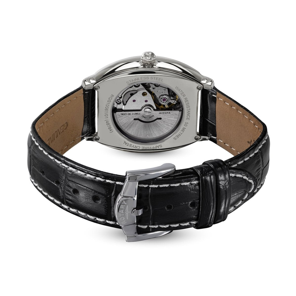 Rotary 1895 White Dial and Black Leather 36mm Men's Watch | RGS10061/01 | TIME Watches