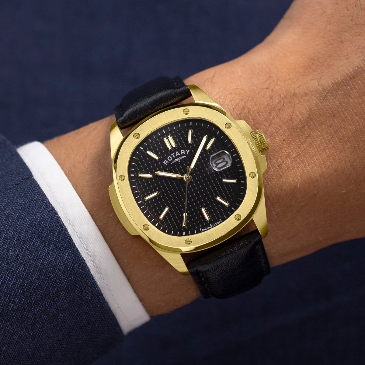 Rotary Apex100 Black Dial and Black Leather 40mm Men's Watch | GS05578/04 | TIME Watches