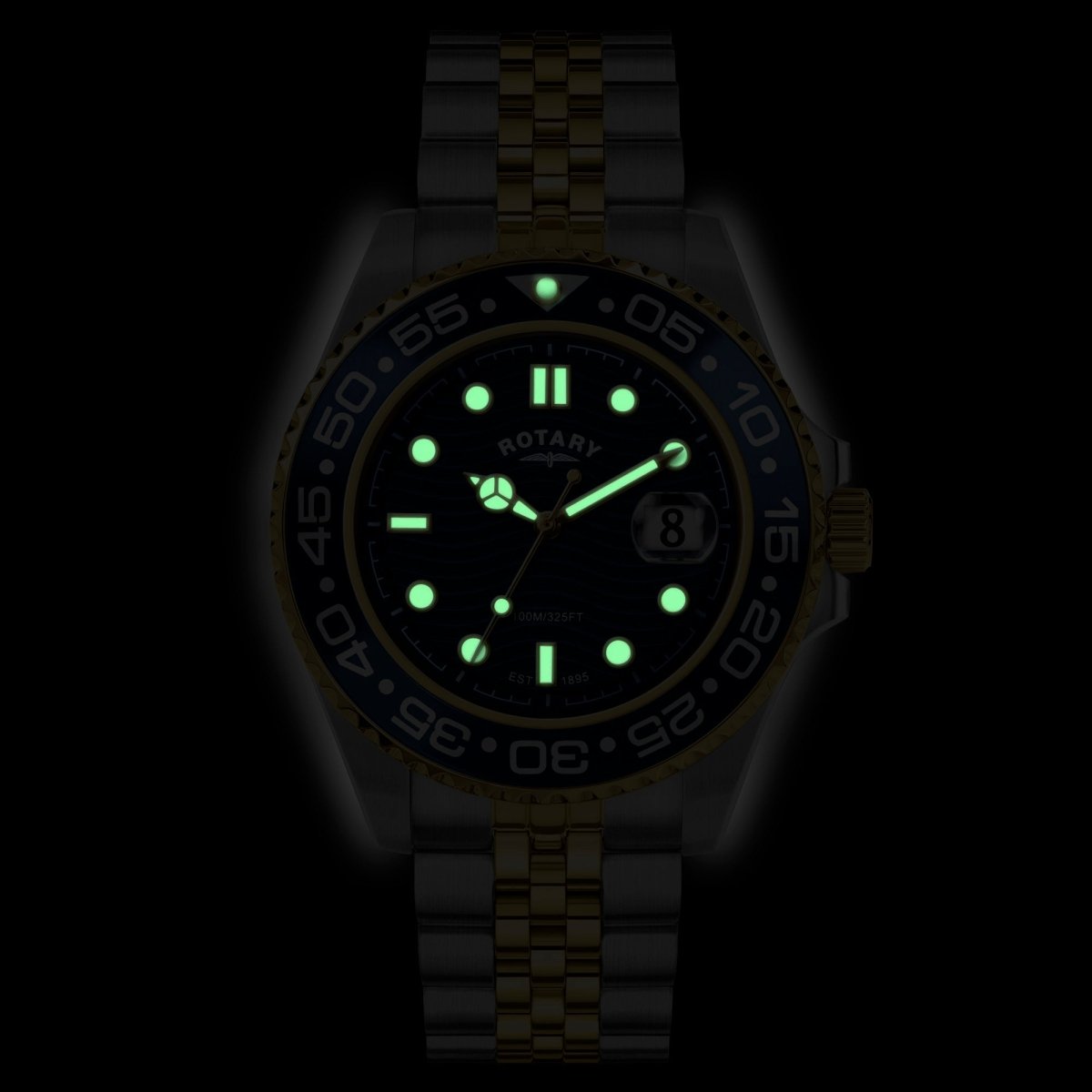 Rotary Apex100 Blue Dial and Gold Steel Bracelet 45mm Men's Watch | RGB10018/05 | TIME Watches